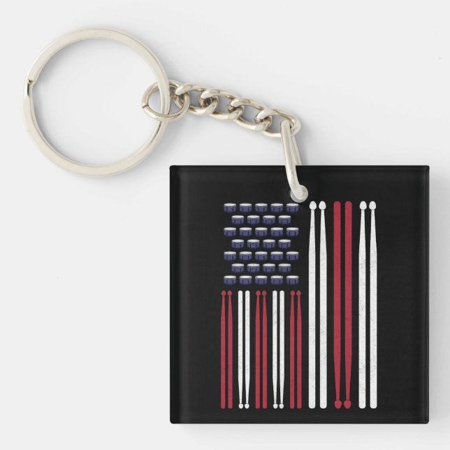 Drummer Drum Sticks Keychain (Front)