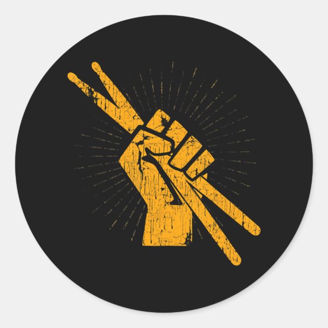Drummer Drum Sticks Percussion Lover Rock Classic Round Sticker (Front)