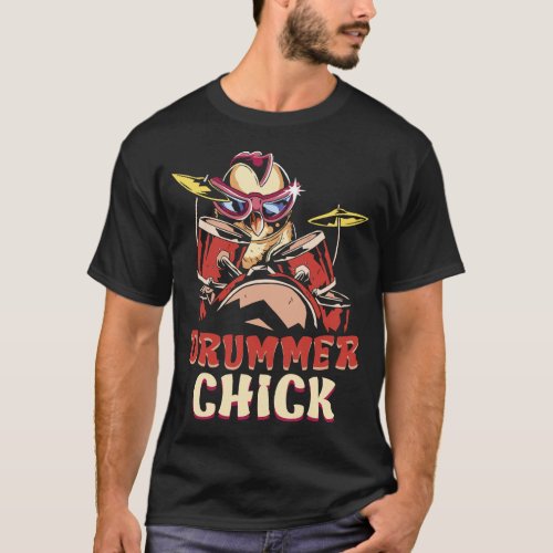 Drummer Drummer Chick Chicken Girl Vintage T_Shirt
