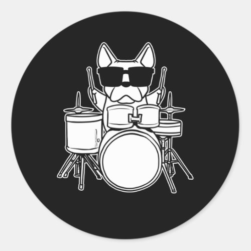 Drummer Drummer Dog With Drums Classic Round Sticker