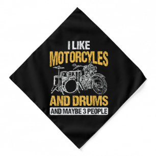Drummer Drumming I Like Motorcycles And Drums Bandana