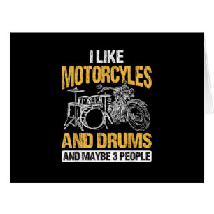 Drummer Drumming I Like Motorcycles And Drums Cards