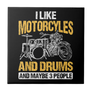 Drummer Drumming I Like Motorcycles And Drums Ceramic Tile