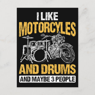 Drummer Drumming I Like Motorcycles And Drums Enclosure Card