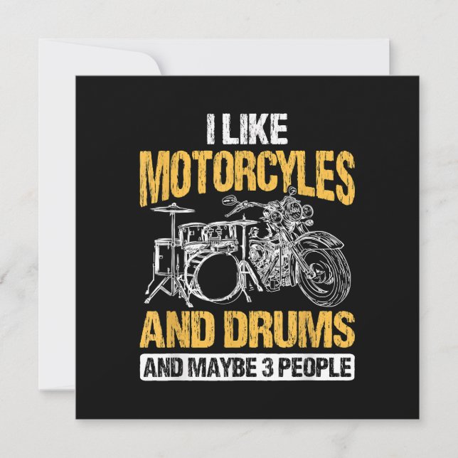 Drummer Drumming I Like Motorcycles And Drums Save The Date (Front)