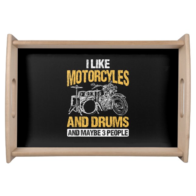 Drummer Drumming I Like Motorcycles And Drums Serving Tray (Front)