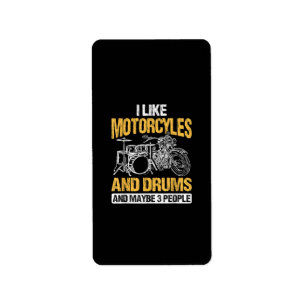 Drummer Drumming I Like Motorcycles And DrumsDrumm Label