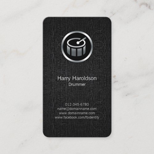 Drummer Drums Icon Black Grunge Business Card