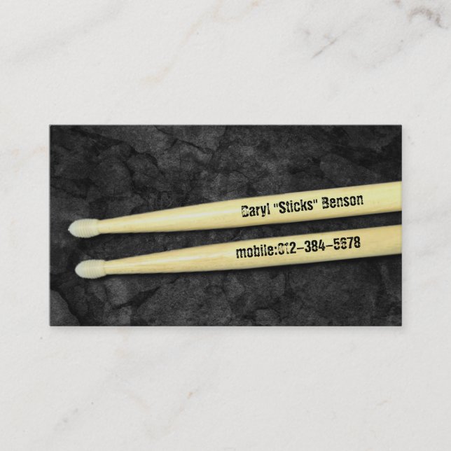 Drummer Drumsticks Grunge Musician Business Card (Front)