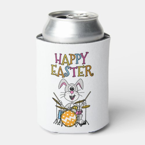 Drummer Easter Bunny Playing Drums Can Cooler