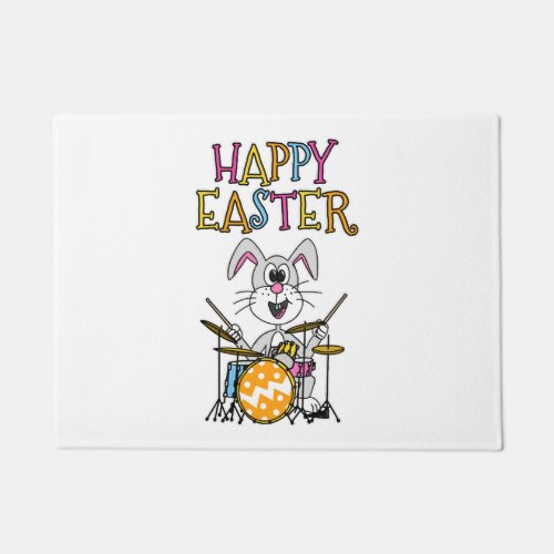 Drummer Easter Bunny Playing Drums Doormat
