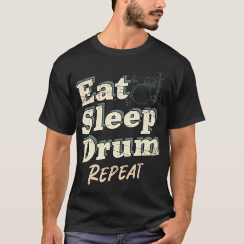 Drummer Eat Sleep Drum Repeat Vintage T_Shirt