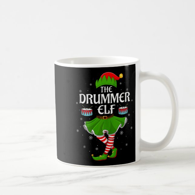 Drummer Elf Christmas Family Girls Women Elf Squad Coffee Mug (Right)
