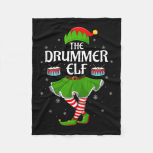 Drummer Elf Christmas Family Girls Women Elf Squad Fleece Blanket