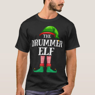 Drummer Elf Matching Family Christmas Party Pajama T-Shirt