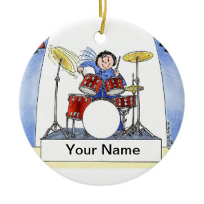 Drummer - female ceramic ornament