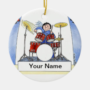 Drummer - female ceramic ornament