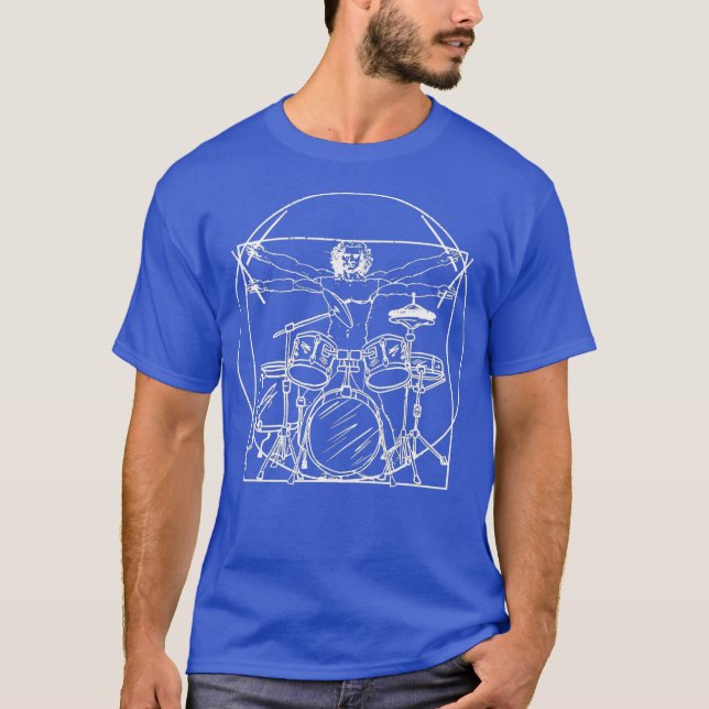 Drummer Gift Da Vinci Drums Drawing Present for T-Shirt (Front)