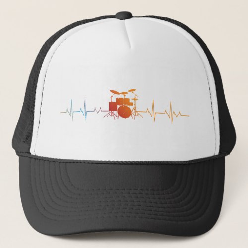  Drummer Gift Heartbeat Musical Instrument Drums  Trucker Hat