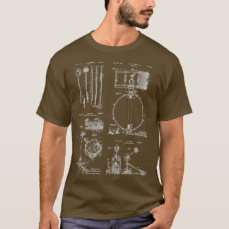 Drummer Gift Vintage Patent Print Drum Set T-Shirt