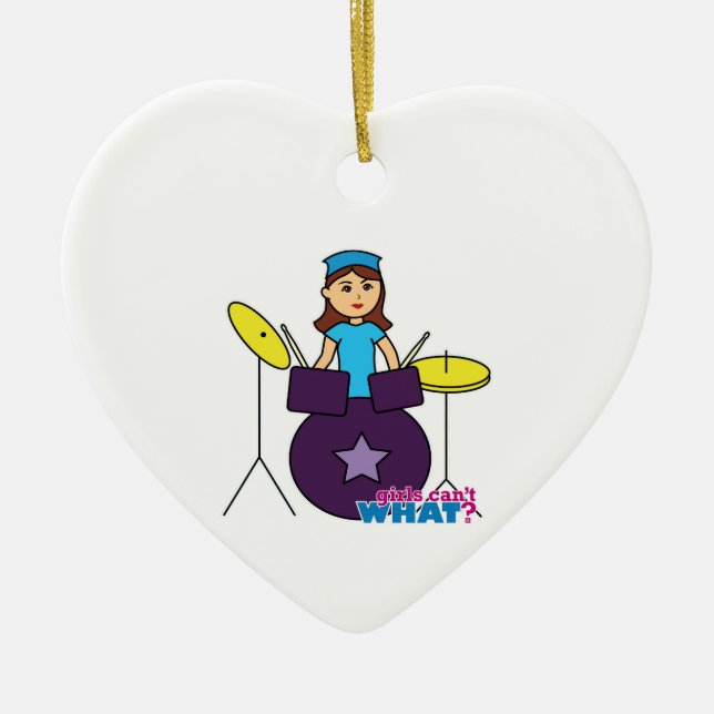 Drummer Girl Ceramic Ornament (Front)