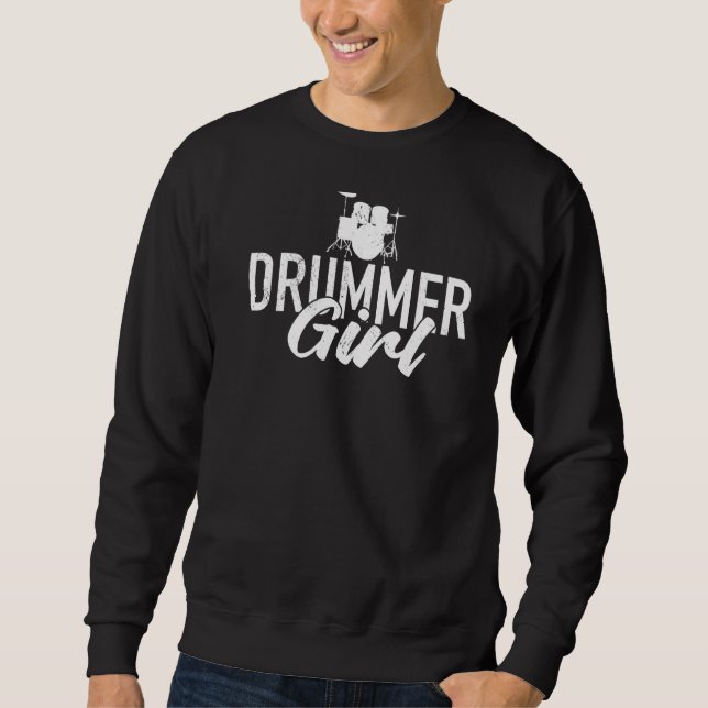 Drummer Girl Drum Set For Drumming And Percussioni Sweatshirt (Front)