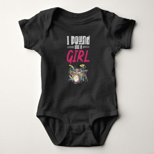 Drummer Girl Drumset Female Drum Music Lover Baby Bodysuit