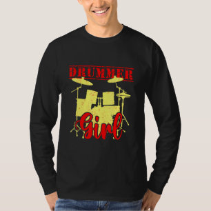 Drummer Girl Musical Drumsticks Drums Band Drummin T-Shirt