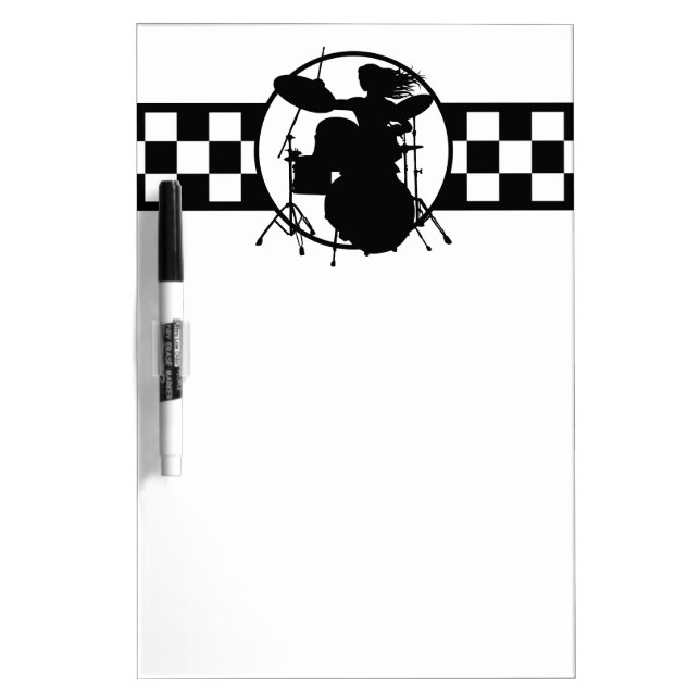 Drummer Girl Rock & Roll Drum Kit Musician Office Dry Erase Board (Front)