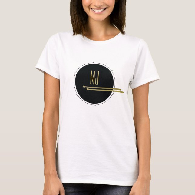 Drummer Girl T-shirt | Rock Music Drums Monogram (Front)