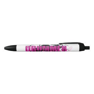 Drummer Girl with Fun Purple and Black Grunge Text Pen
