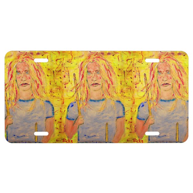 drummer girls rock Art License Plate (Front)