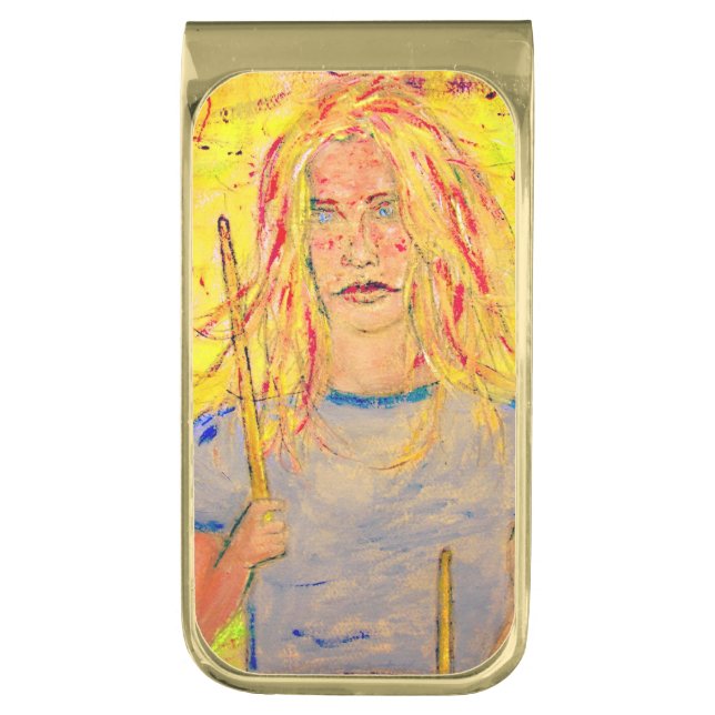 drummer girls rock gold finish money clip (Front Vertical)