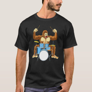 Drummer Gorilla Drum Player Kit Snare Hi-Hat Trap  T-Shirt
