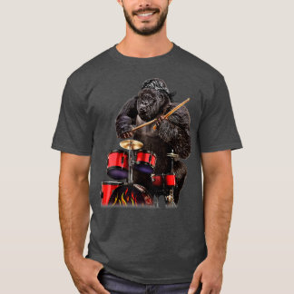 Drummer Gorilla Playing Drum Rock n Roll T-Shirt