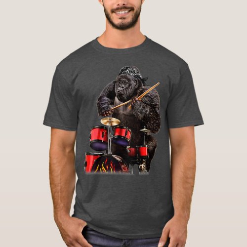 Drummer Gorilla Playing Drum Rock n Roll  T_Shirt