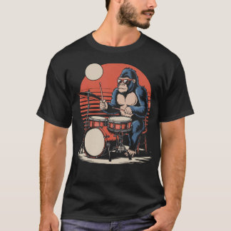 Drummer Gorilla Playing Drums Cool Design For Men T-Shirt
