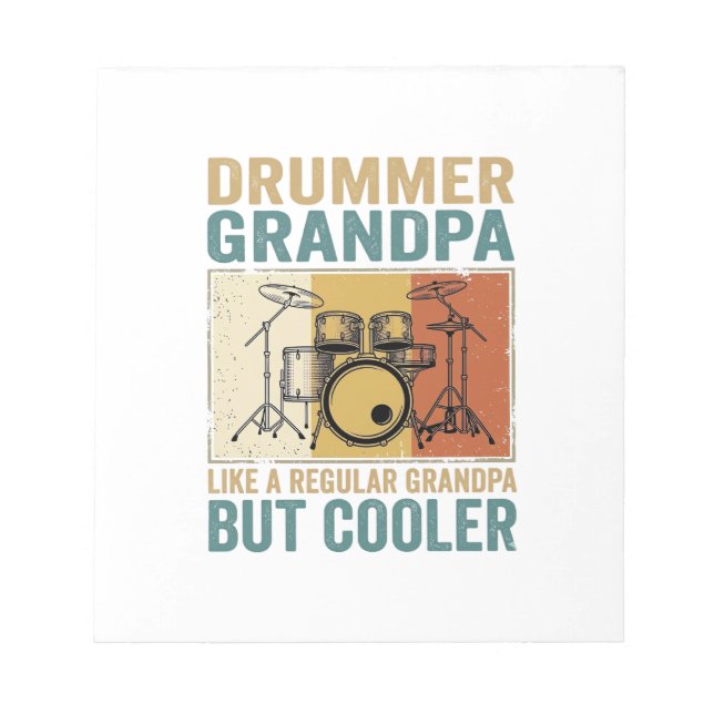 Drummer Grandpa Like a Regular Grandpa But Cooler  Notepad (Front)