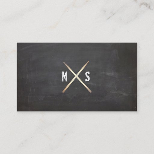 Customizable Drummer Grunge and Gold Drumsticks Black Business Card