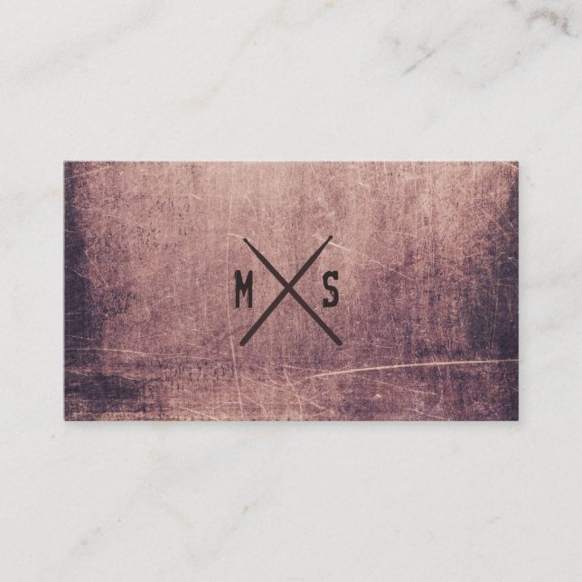 Drummer Grunge Drumsticks Monogrammed Business Card (Front)