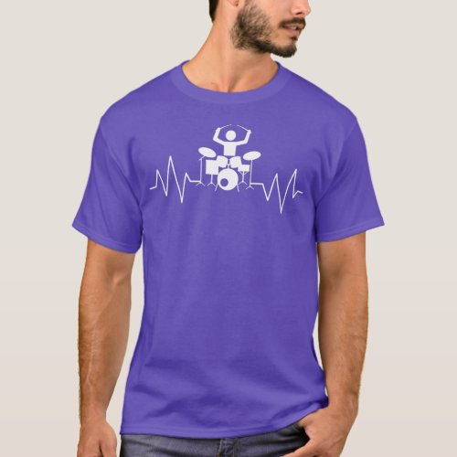 Drummer Heartbeat Pulse Line Percussion  T_Shirt