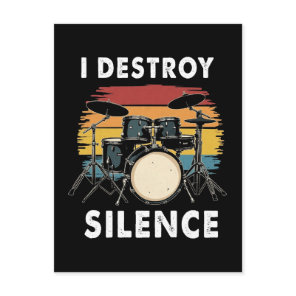 Drummer I Destroy Silence Drum Holiday Postcard