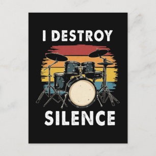 Drummer I Destroy Silence Drum Holiday Postcard