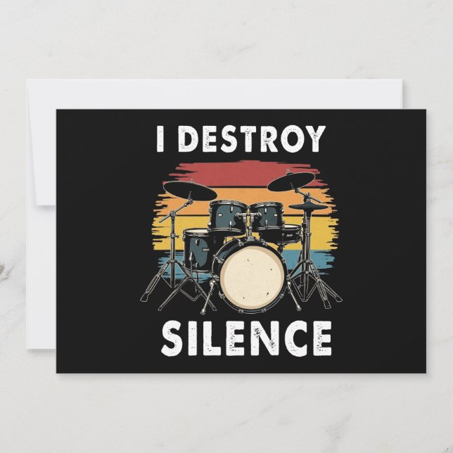 Drummer I Destroy Silence Drum Invitation (Front)