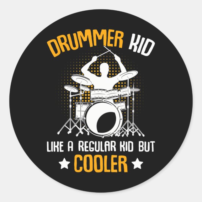 Drummer Kid Drumming Percussionist Drums Kids Classic Round Sticker (Front)