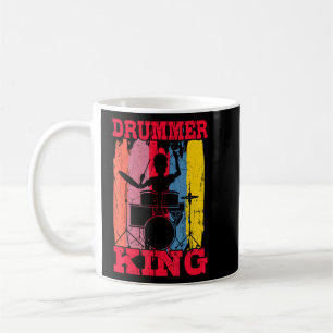 Drummer King Drums Kit Trap Set Snare Bass Hi-Hat Coffee Mug