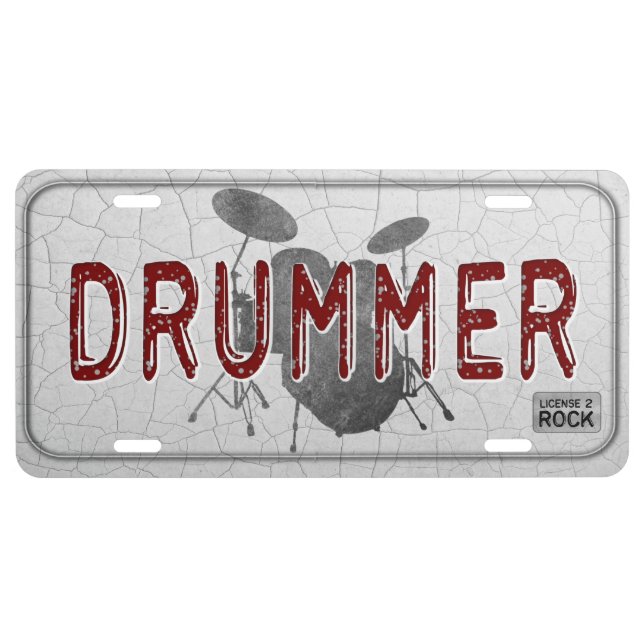 Drummer License Plate Drum Kit Drumming Gift (Front)