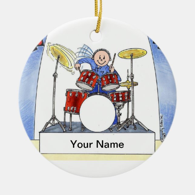 Drummer - Male Ceramic Ornament (Front)