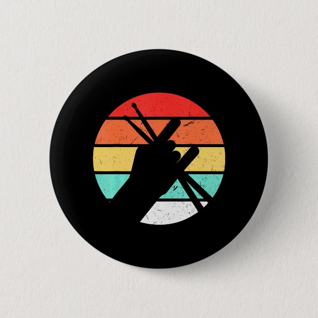 Drummer Men Percussion Lover Drum Kit Button (Front)