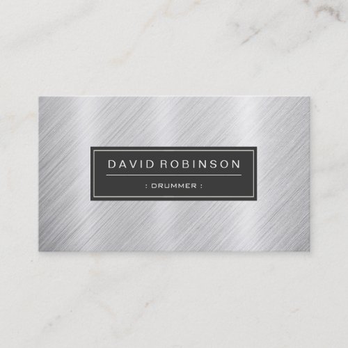 Drummer _ Modern Brushed Metal Look Business Card